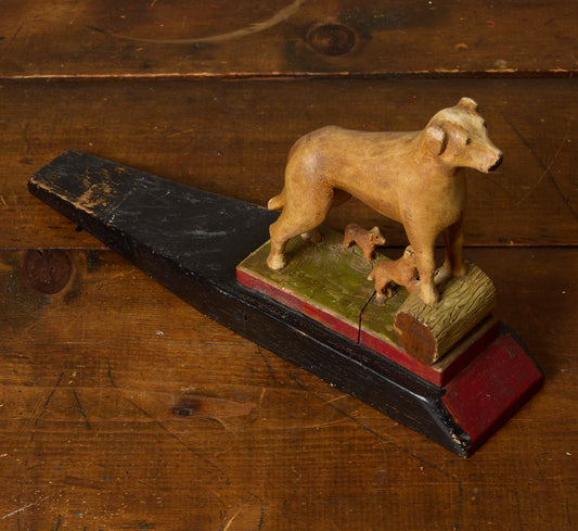 VINTAGE FOLK ART POLYCHROME PAINTED DOORSTOP