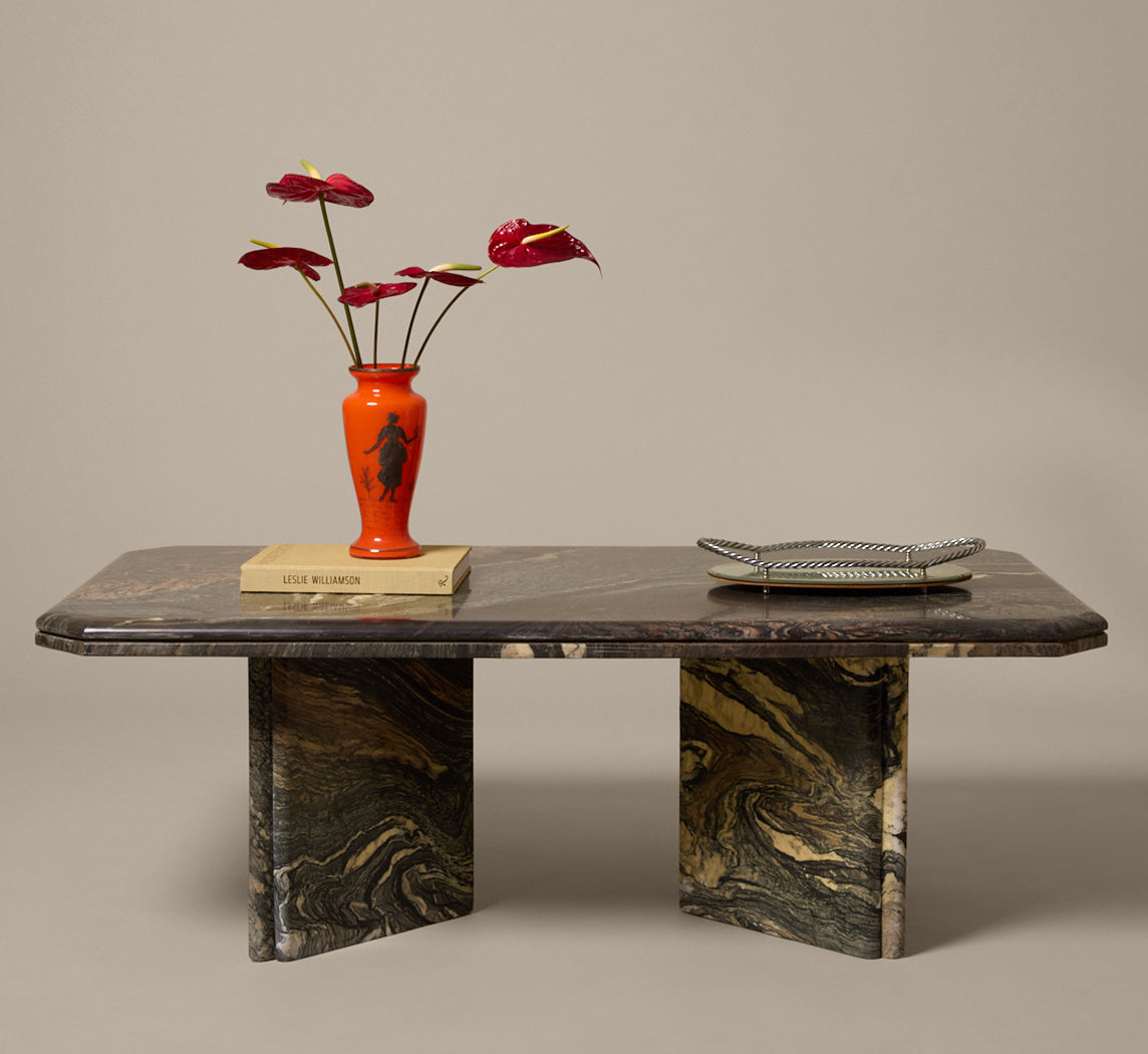 VINTAGE ITALIAN CIPOLLINO MARBLE COFFEE TABLE