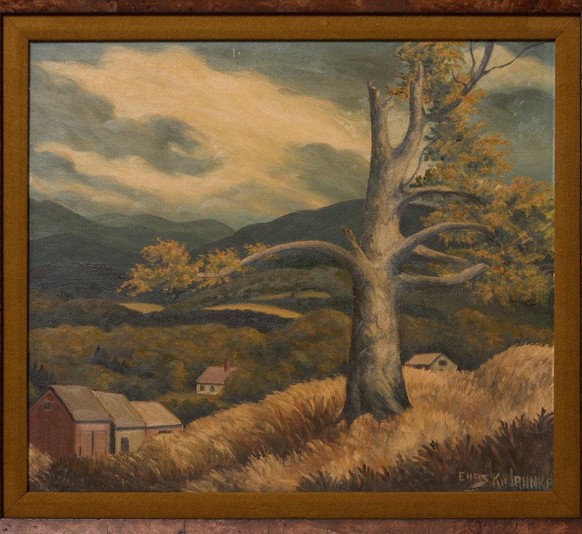 20TH CENTURY AMERICAN SCHOOL RURAL VALLEY LANDSCAPE