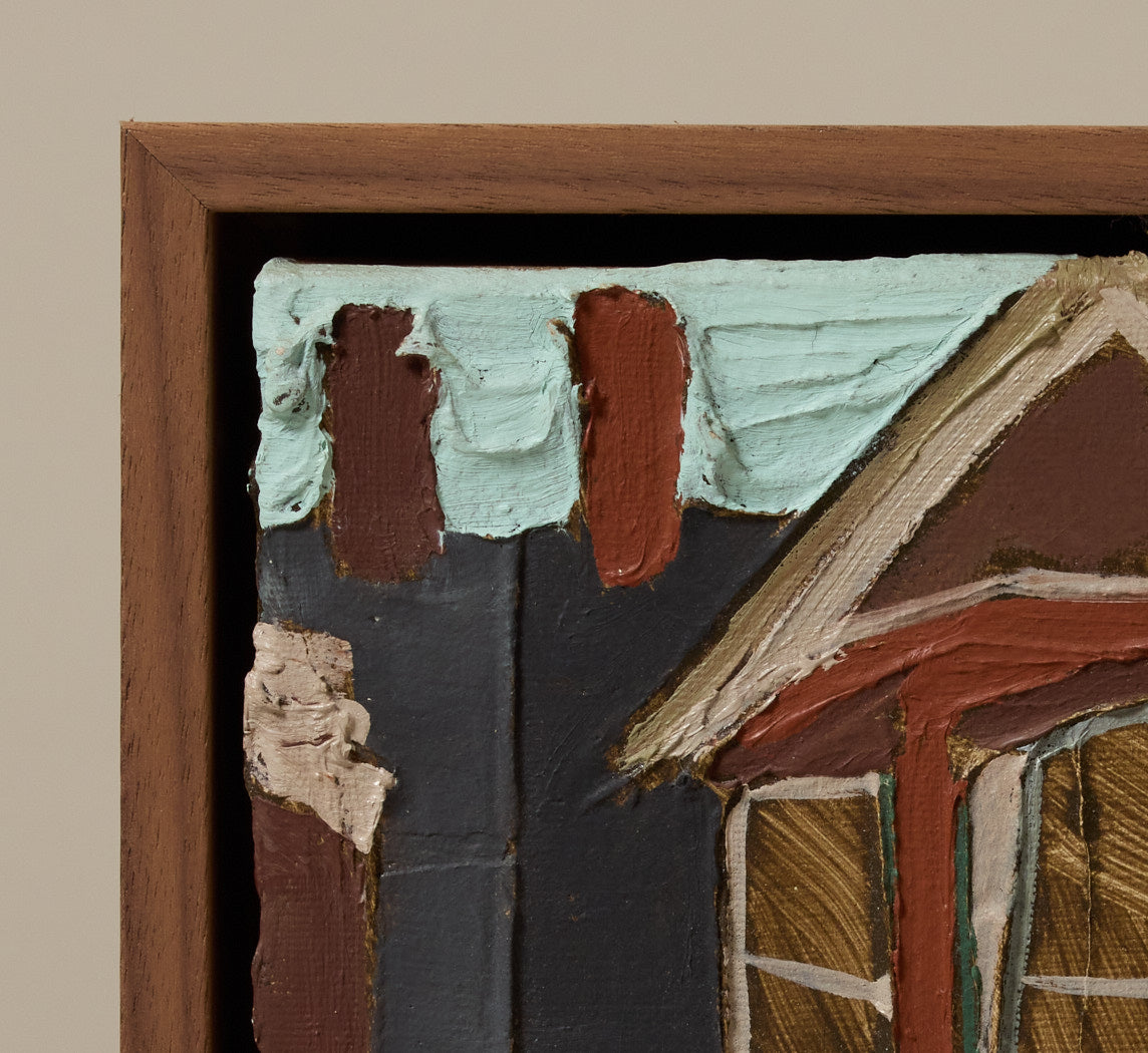 AMERICAN FOLK ART BRICK BRICK ROW HOUSE PORTRAIT