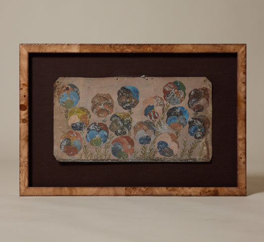 ANTIQUE FOLK ART PANSIES ON METAL