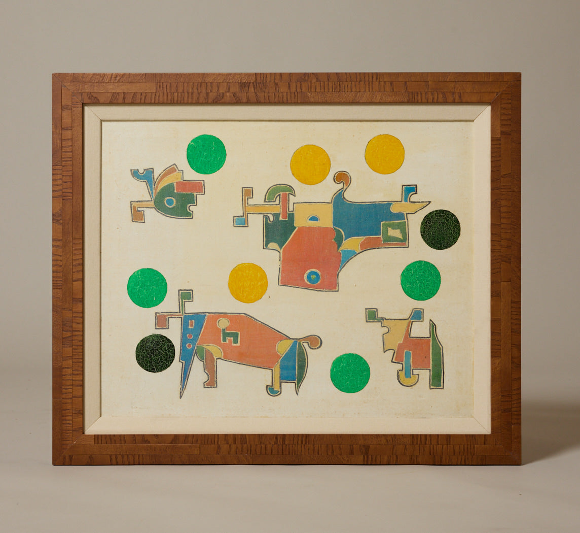 FRENCH ABSTRACT OIL PAINTING "HOMMAGE TO PAUL KLEE"