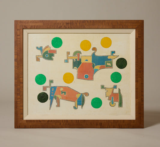 FRENCH ABSTRACT OIL PAINTING "HOMMAGE TO PAUL KLEE"