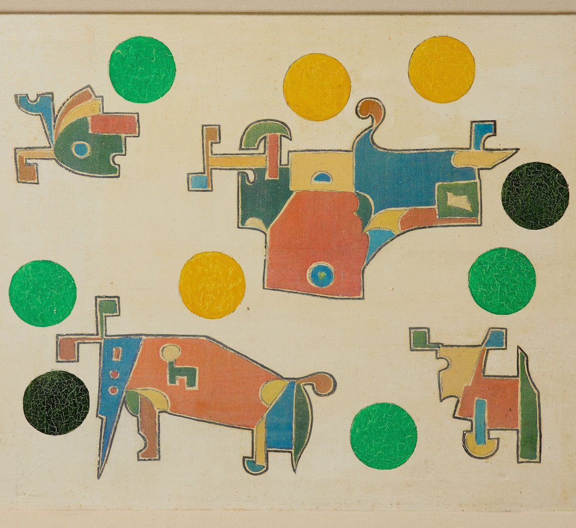 FRENCH ABSTRACT OIL PAINTING "HOMMAGE TO PAUL KLEE"