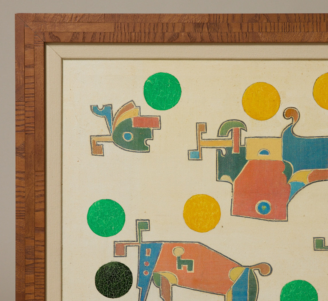 FRENCH ABSTRACT OIL PAINTING "HOMMAGE TO PAUL KLEE"