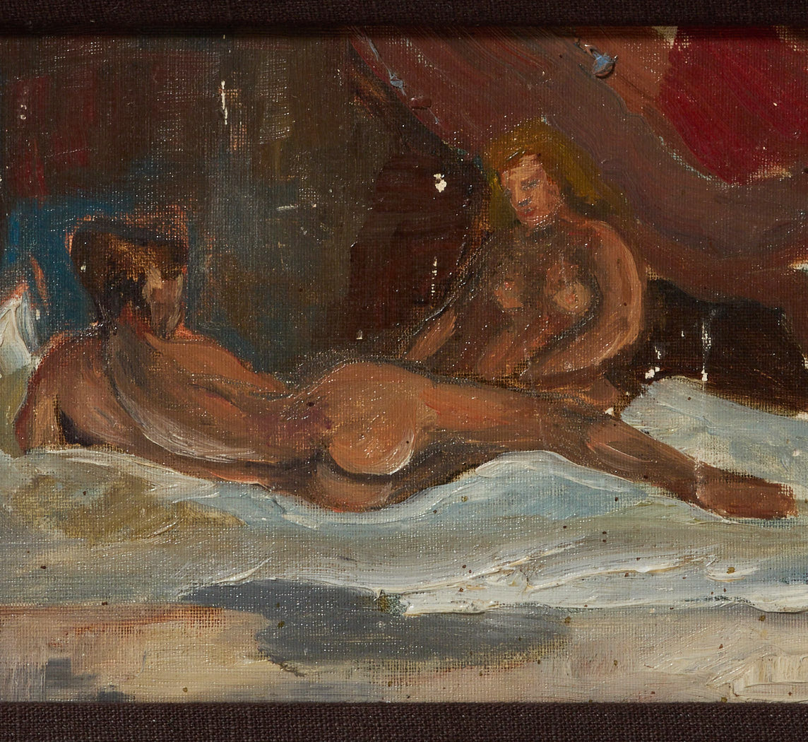 FRENCH MIDCENTURY OIL PAINTING "THE COUPLE AFTER"