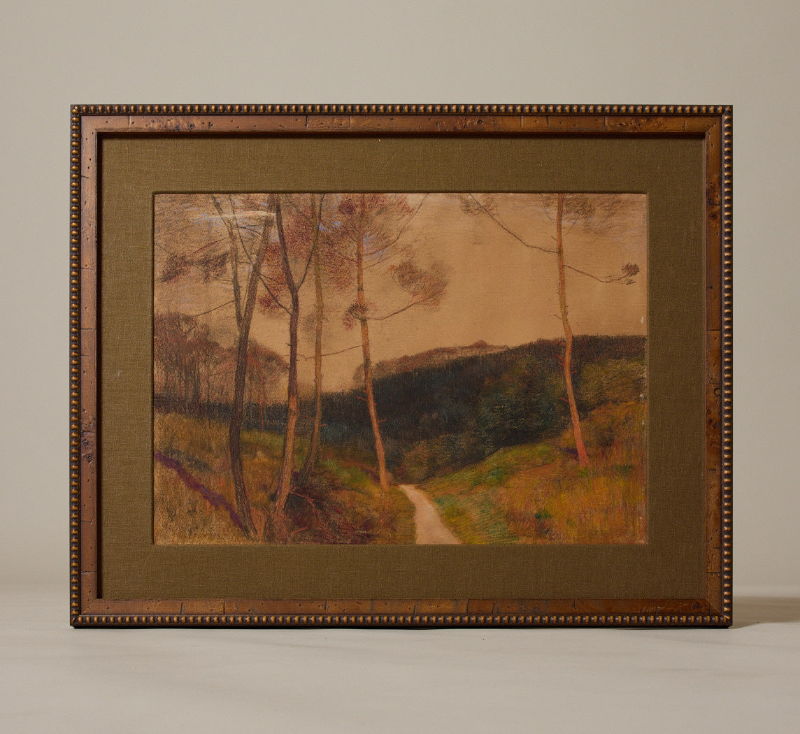 1910S FRENCH PASTEL "PATH IN THE LANDES"