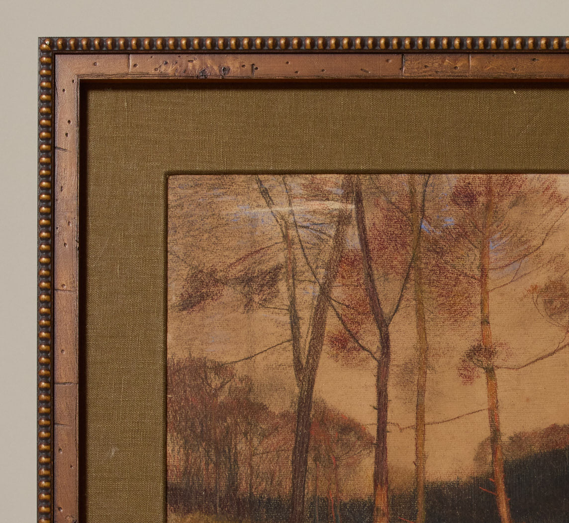 1910S FRENCH PASTEL "PATH IN THE LANDES"