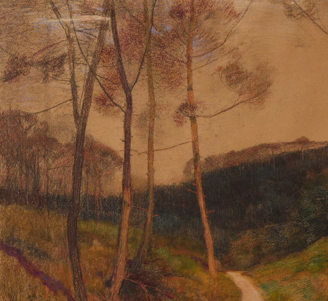 1910S FRENCH PASTEL "PATH IN THE LANDES"