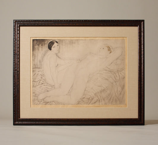 EARLY 20TH CENTURY "THE TWO FRIENDS" SIGNED ETCHING AND AQUATINT BY LEONARD TSUGUHARA FOUJITA (1886-1968)