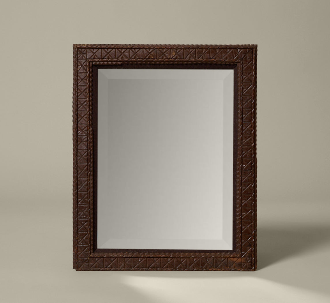 19TH CENTURY TRAMP ART MIRROR