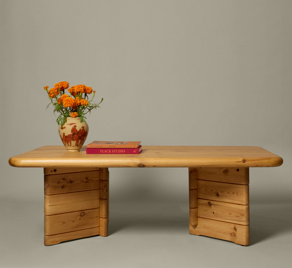 1970S SCANDINAVIAN PINE BRUTALIST COFFEE TABLE