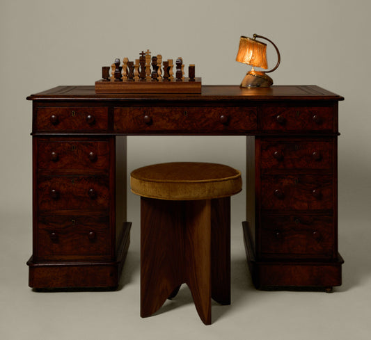 VICTORIAN PARTNER'S DESK IN BURL WALNUT