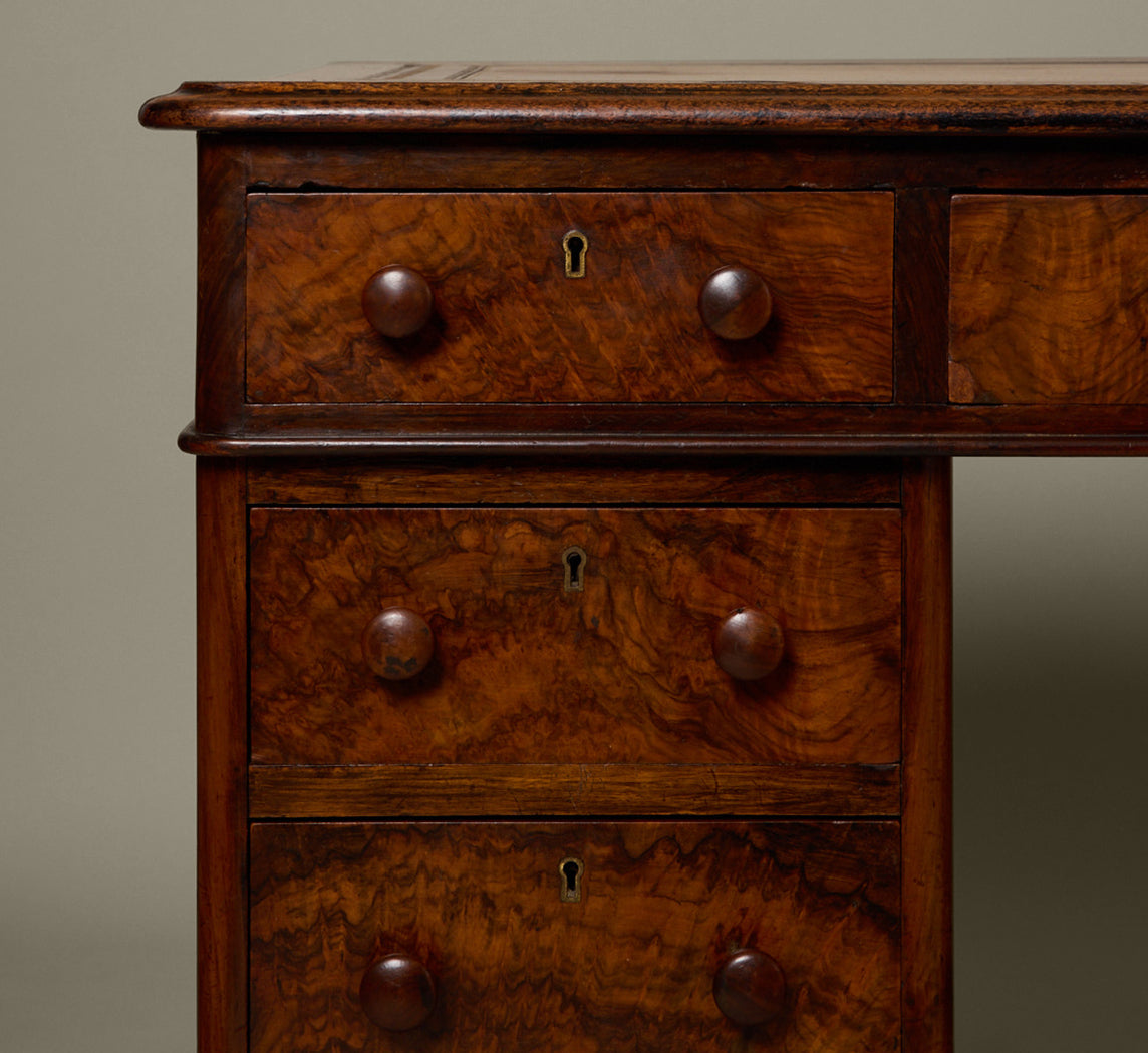 VICTORIAN PARTNER'S DESK IN BURL WALNUT