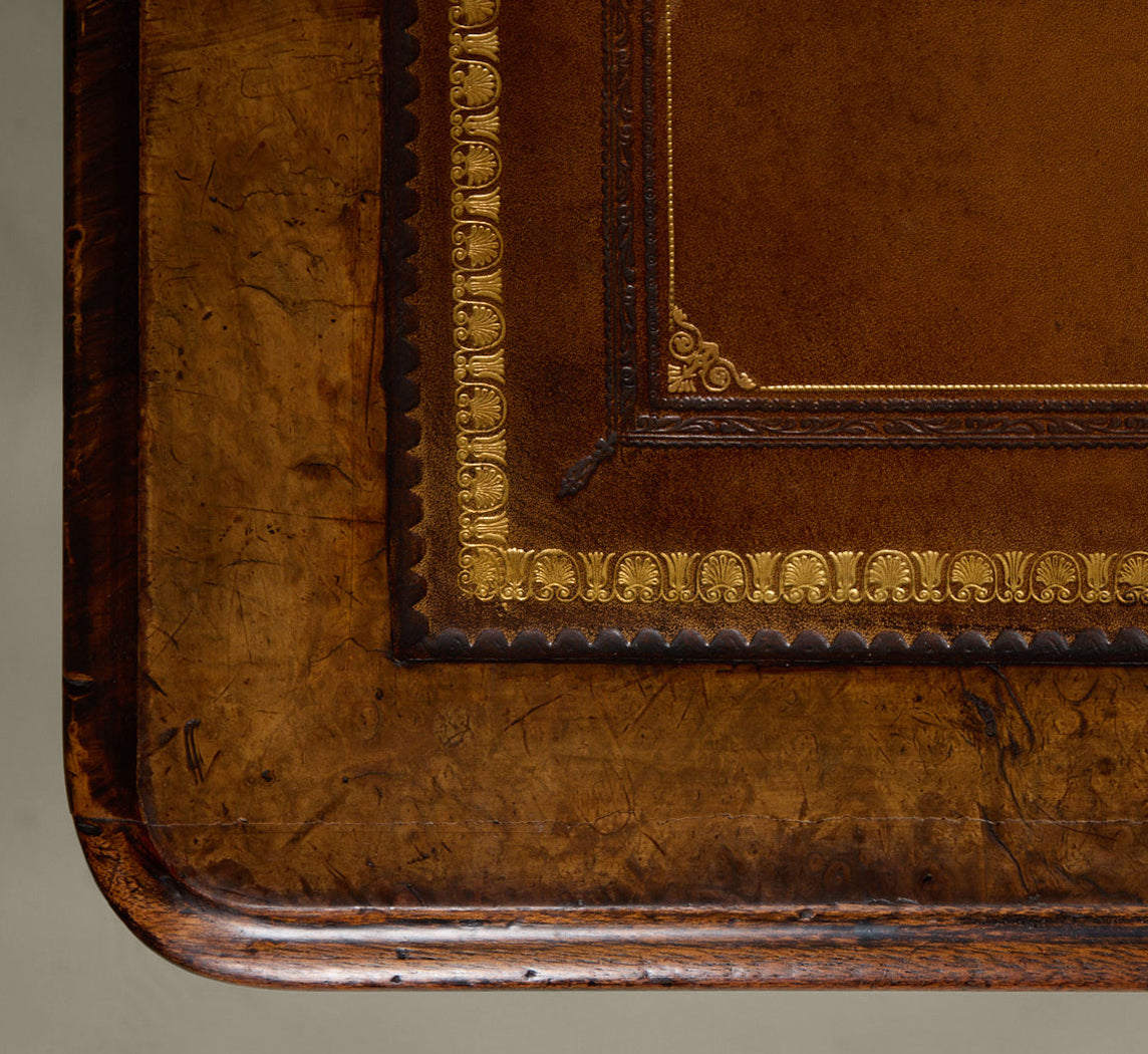 VICTORIAN PARTNER'S DESK IN BURL WALNUT