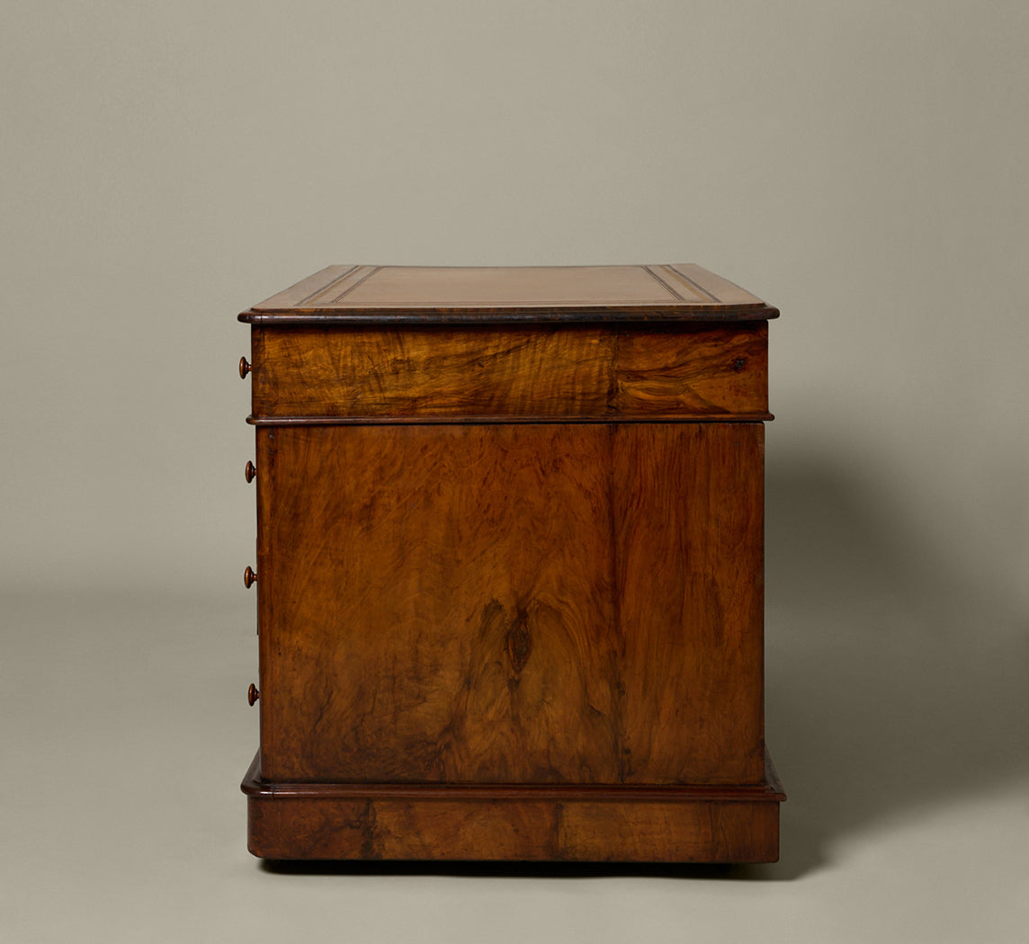 VICTORIAN PARTNER'S DESK IN BURL WALNUT