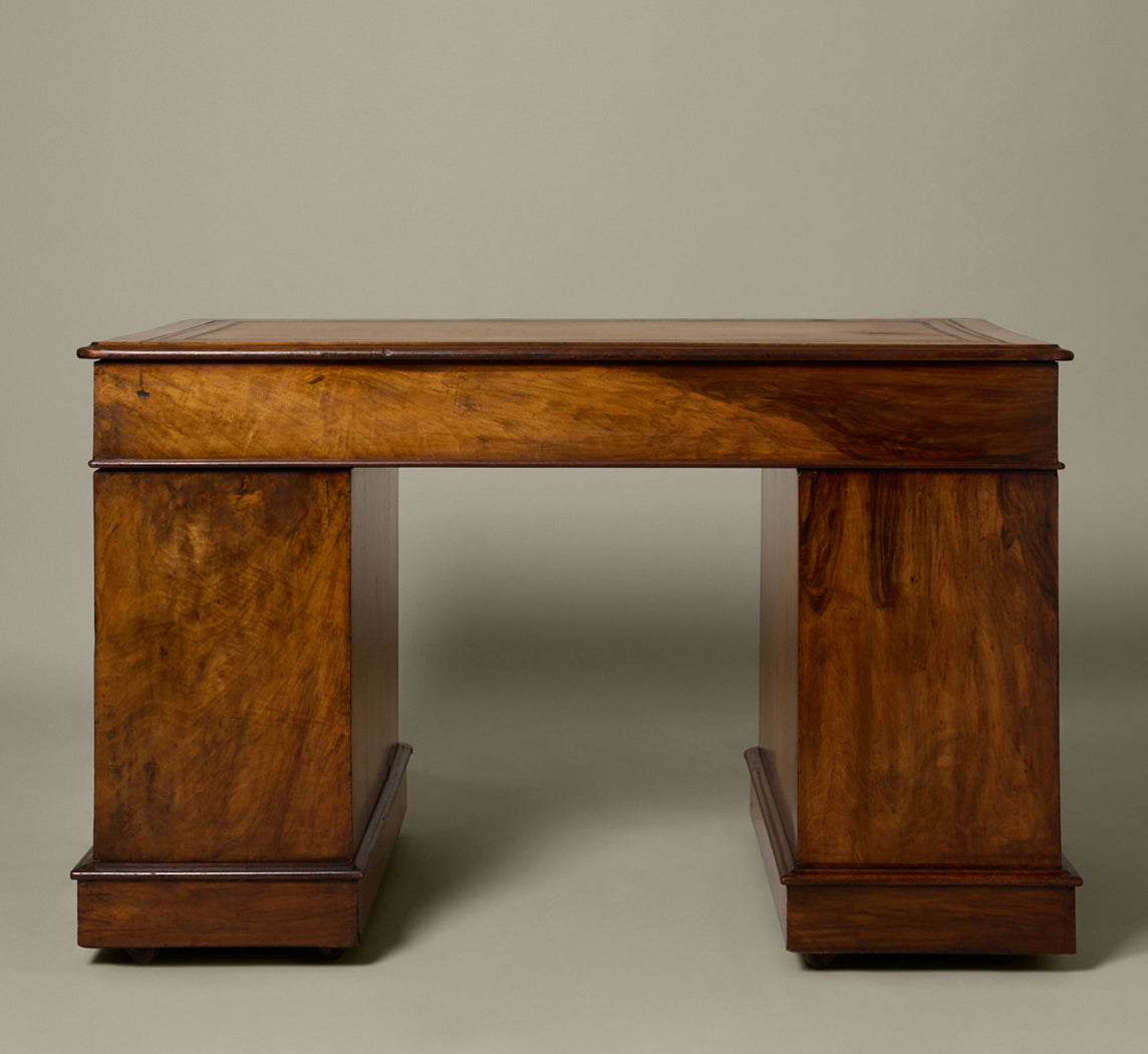VICTORIAN PARTNER'S DESK IN BURL WALNUT