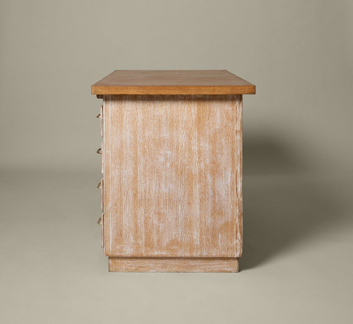 1950S FRENCH CERUSED OAK WRITING DESK