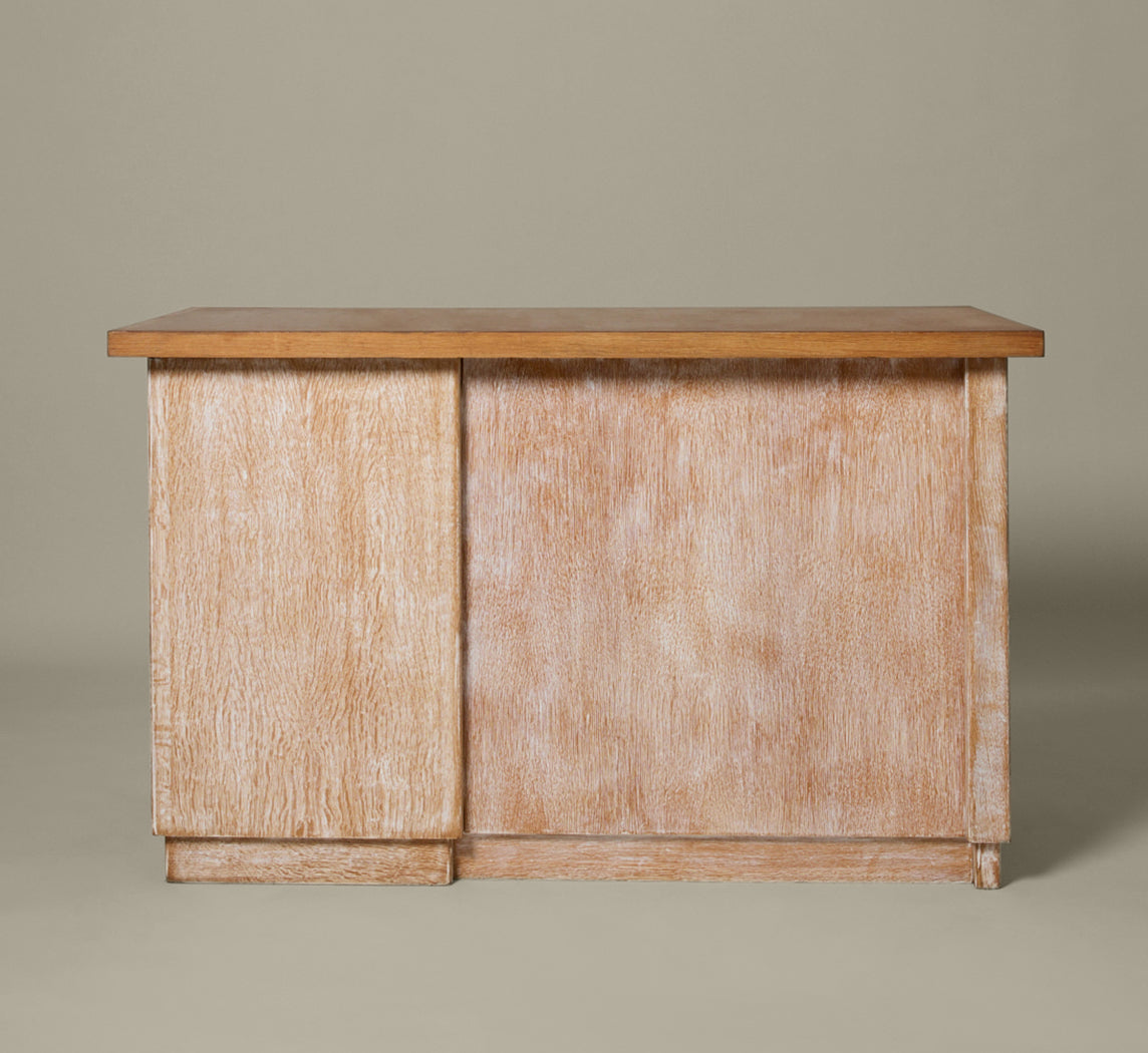 1950S FRENCH CERUSED OAK WRITING DESK