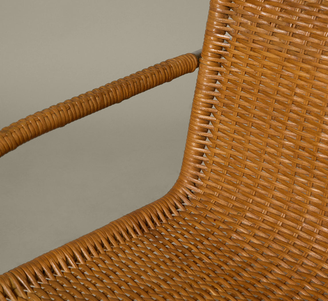 SET OF 8 CANE & CHROME CANTILEVER CHAIRS ATTR. TO MIES VAN DER ROHE