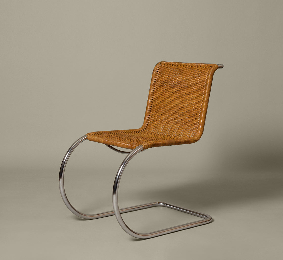 SET OF 8 CANE & CHROME CANTILEVER CHAIRS ATTR. TO MIES VAN DER ROHE