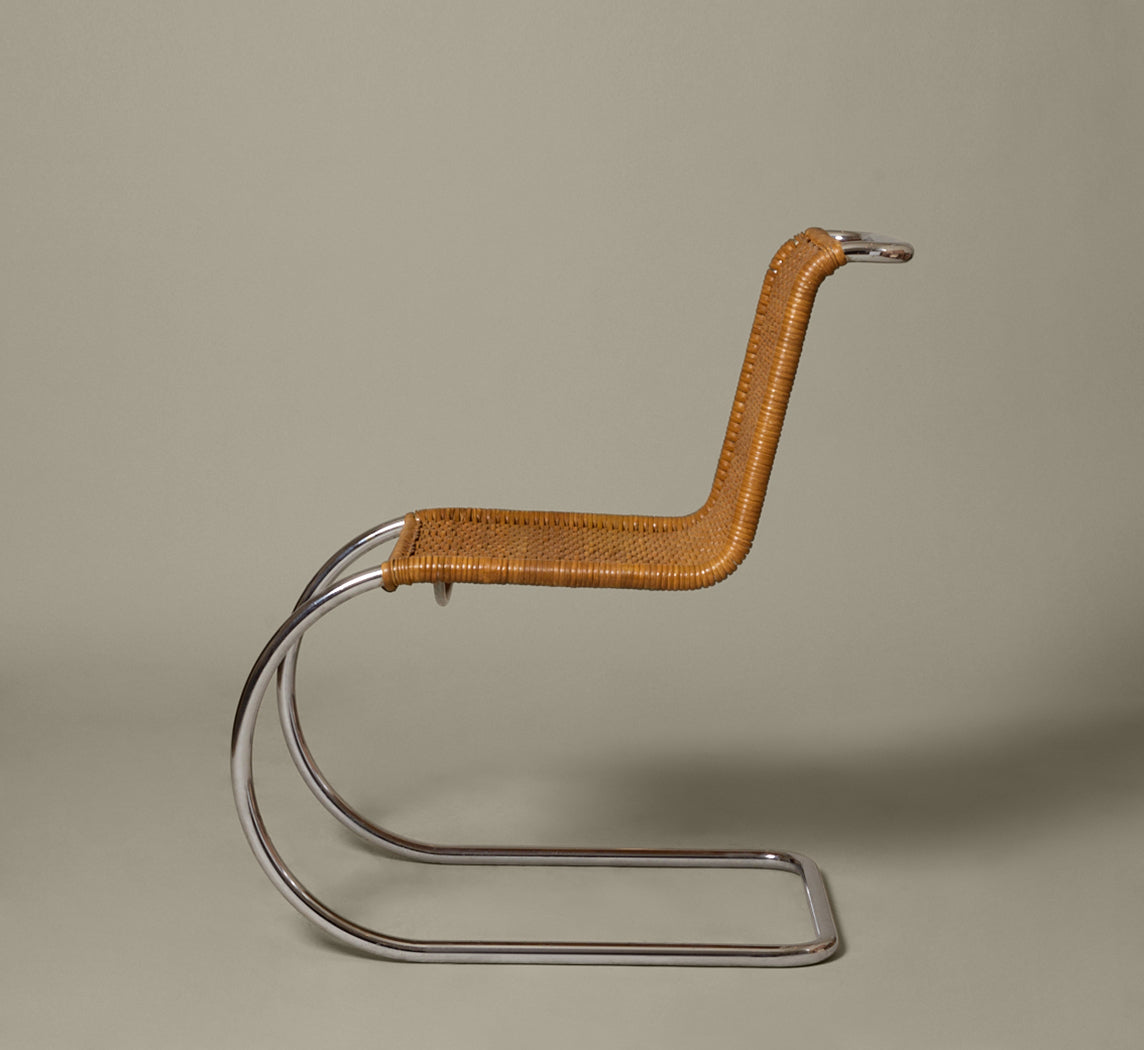 SET OF 8 CANE & CHROME CANTILEVER CHAIRS ATTR. TO MIES VAN DER ROHE