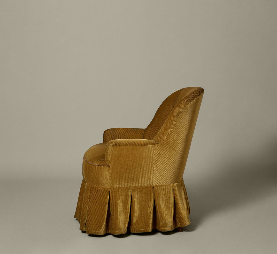 1940S DUTCH CORDUROY ARMCHAIR WITH SKIRT