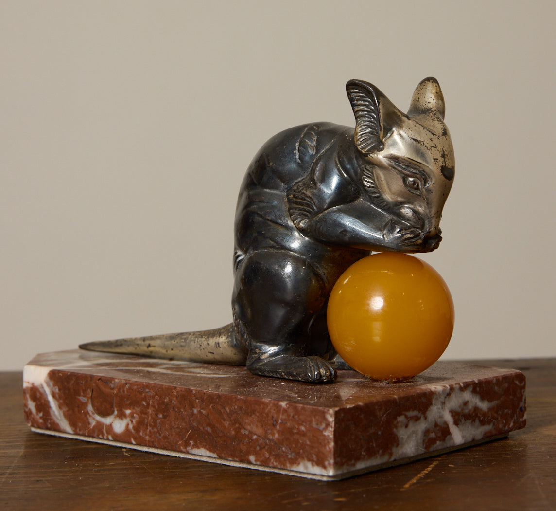 1930S FRENCH ART DECO MOUSE BOOKENDS BY HIPPOLYTE MOREAUA