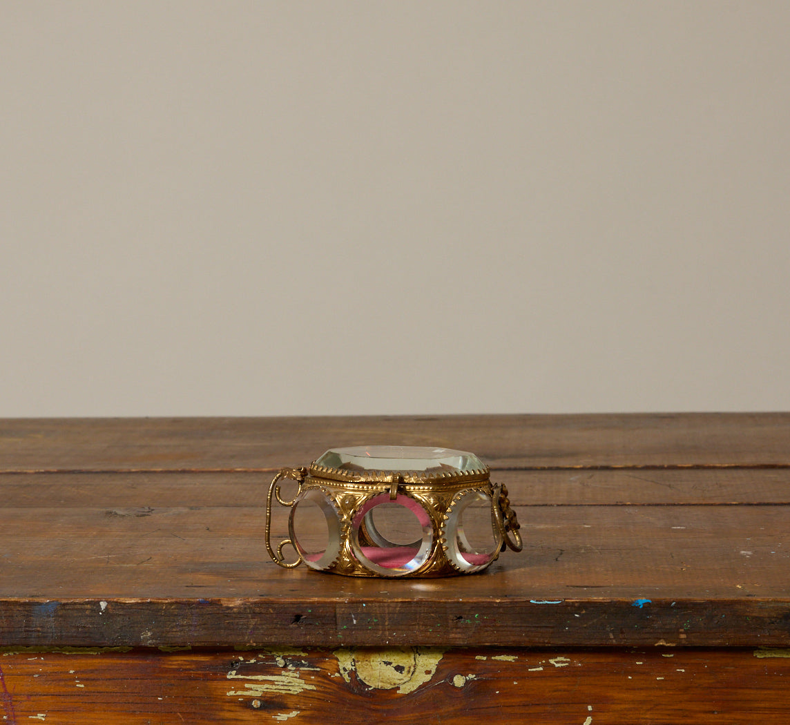 19TH CENTURY FRENCH PETITE GLASS JEWELRY BOX