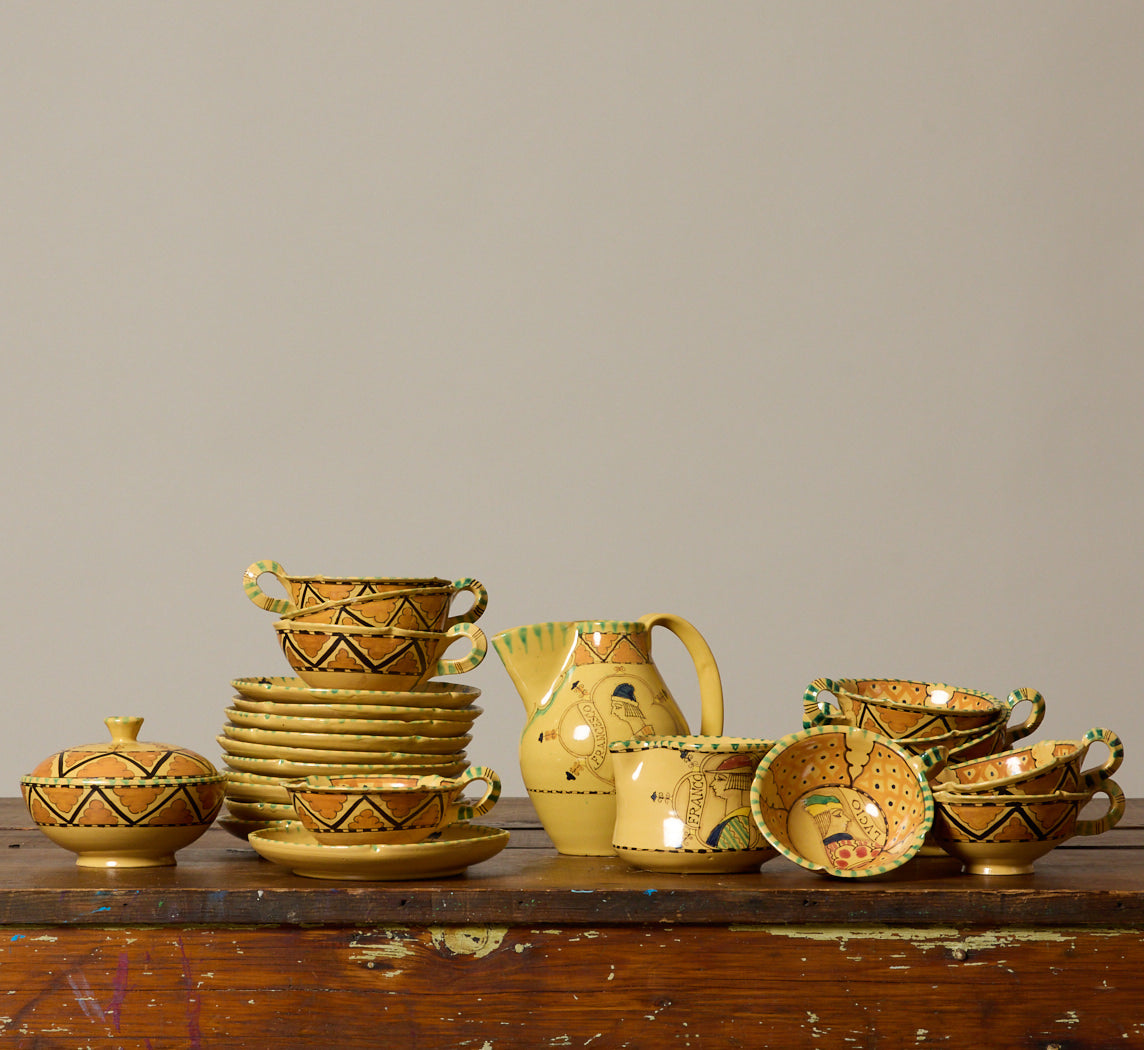 1950S ITALIAN HAND PAINTED MAJOLICA TEA SERVICE