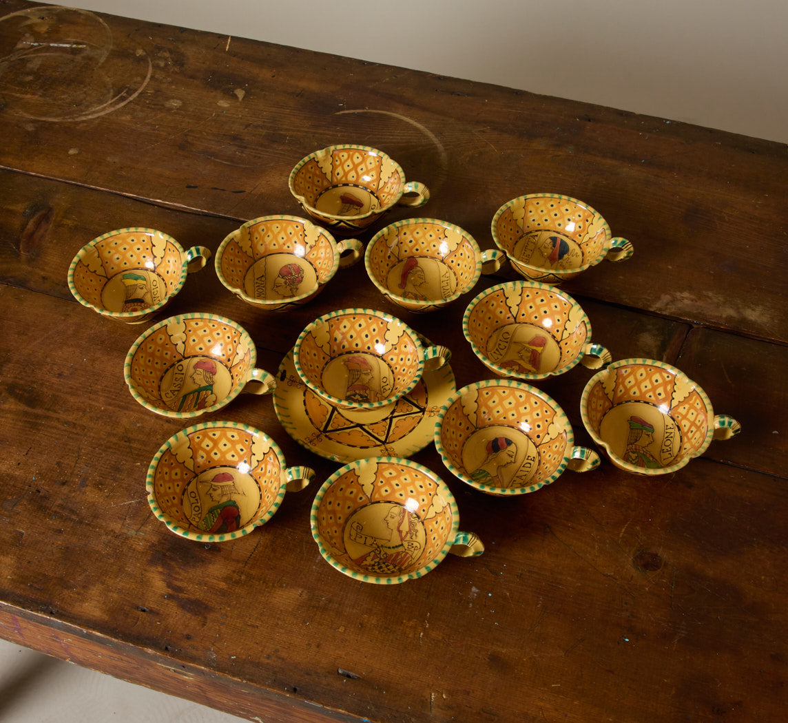 1950S ITALIAN HAND PAINTED MAJOLICA TEA SERVICE