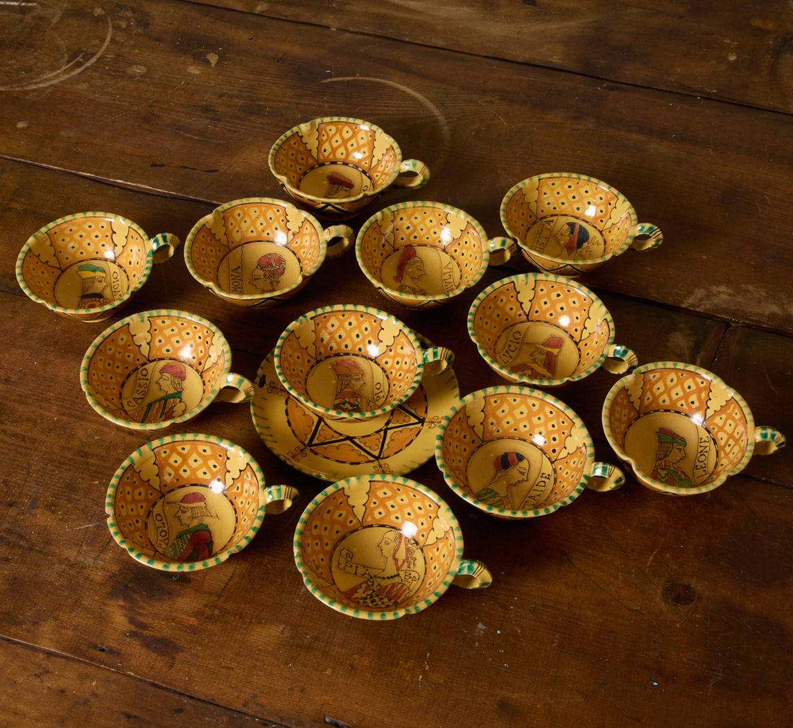 1950S ITALIAN HAND PAINTED MAJOLICA TEA SERVICE