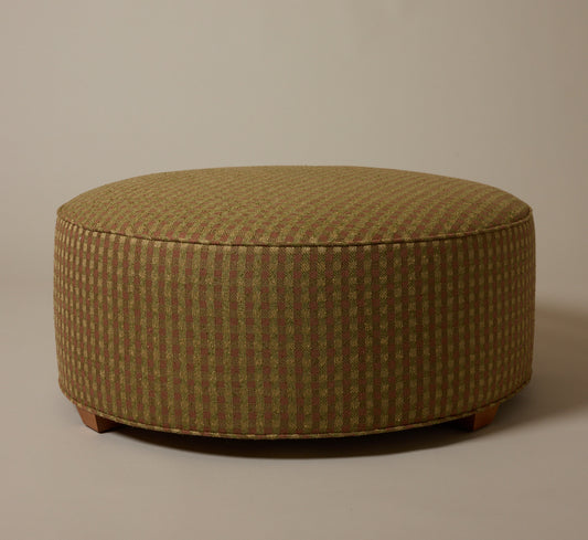 PIERCE & WAR CIRCLE OTTOMAN IN RAW SILK CHECK