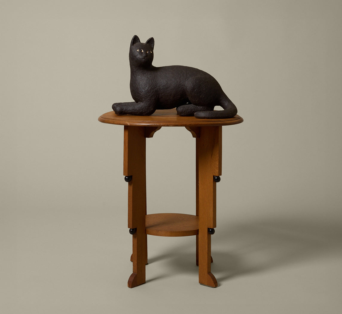 1960S FRENCH LIFE SIZE BLACK CAT SCULPTURE