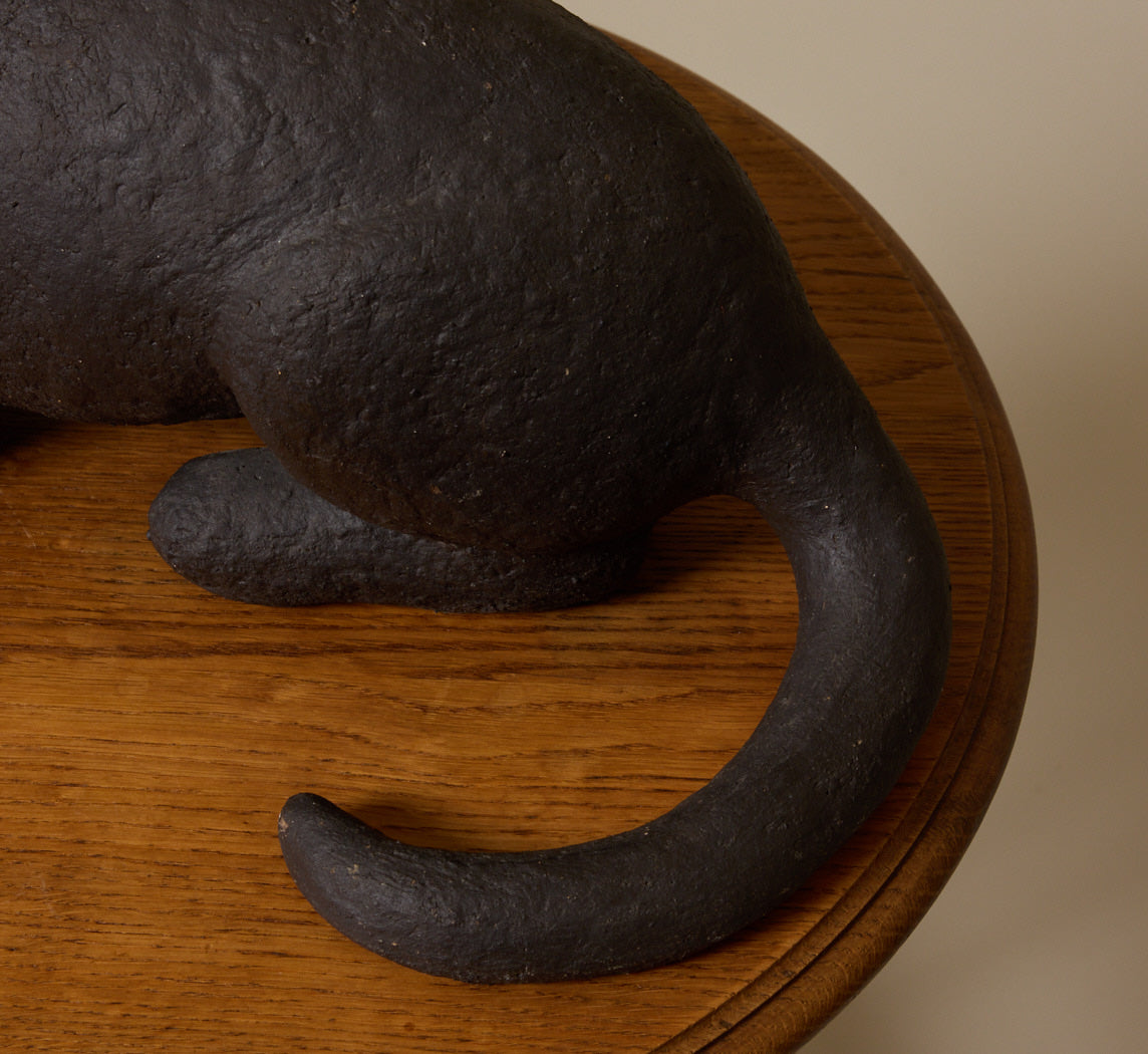1960S FRENCH LIFE SIZE BLACK CAT SCULPTURE