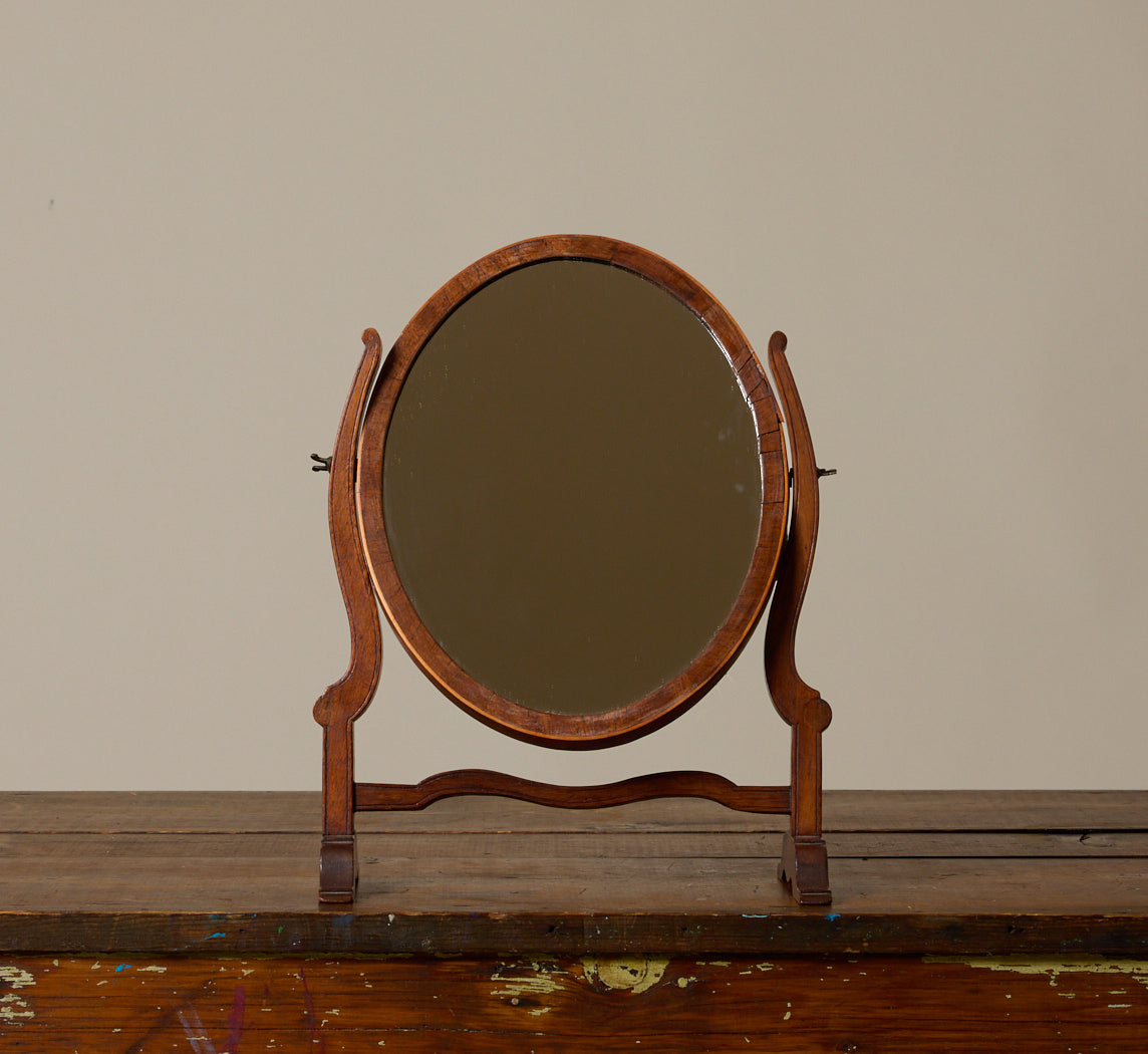 19TH CENTURY VICTORIAN TILTING OVAL VANITY MIRROR