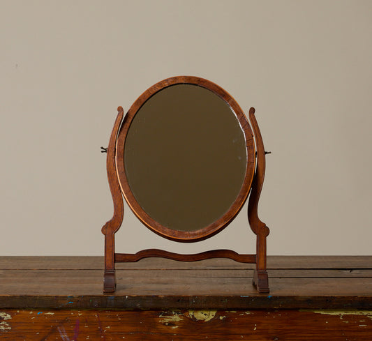 19TH CENTURY VICTORIAN TILTING OVAL VANITY MIRROR