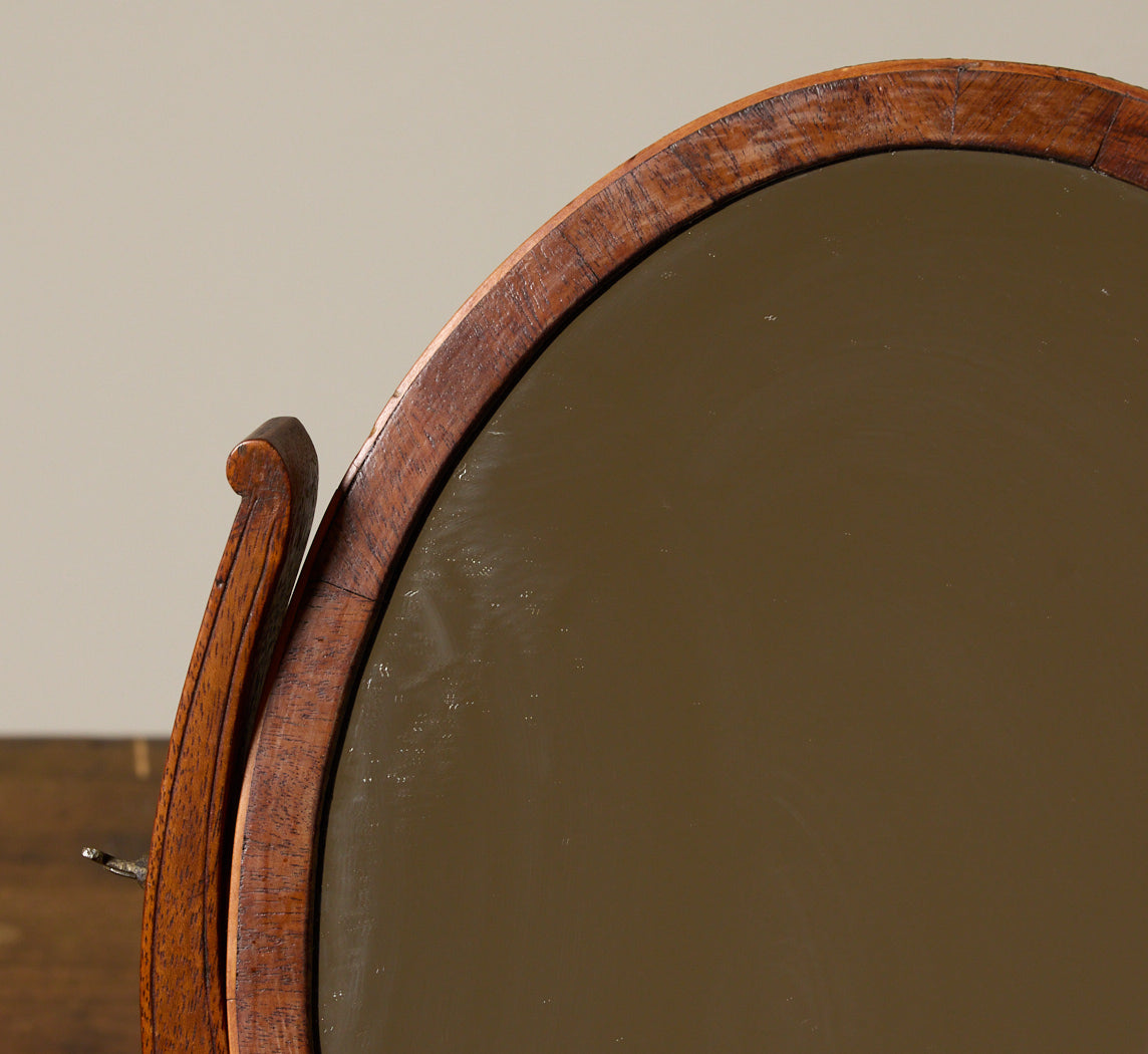 19TH CENTURY VICTORIAN TILTING OVAL VANITY MIRROR