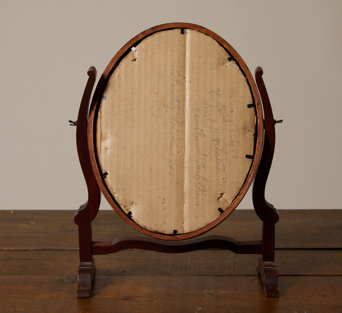 19TH CENTURY VICTORIAN TILTING OVAL VANITY MIRROR