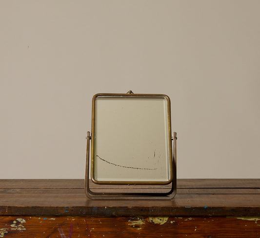 EARLY 20TH CENTURY FRENCH BRASS TABLE MIRROR