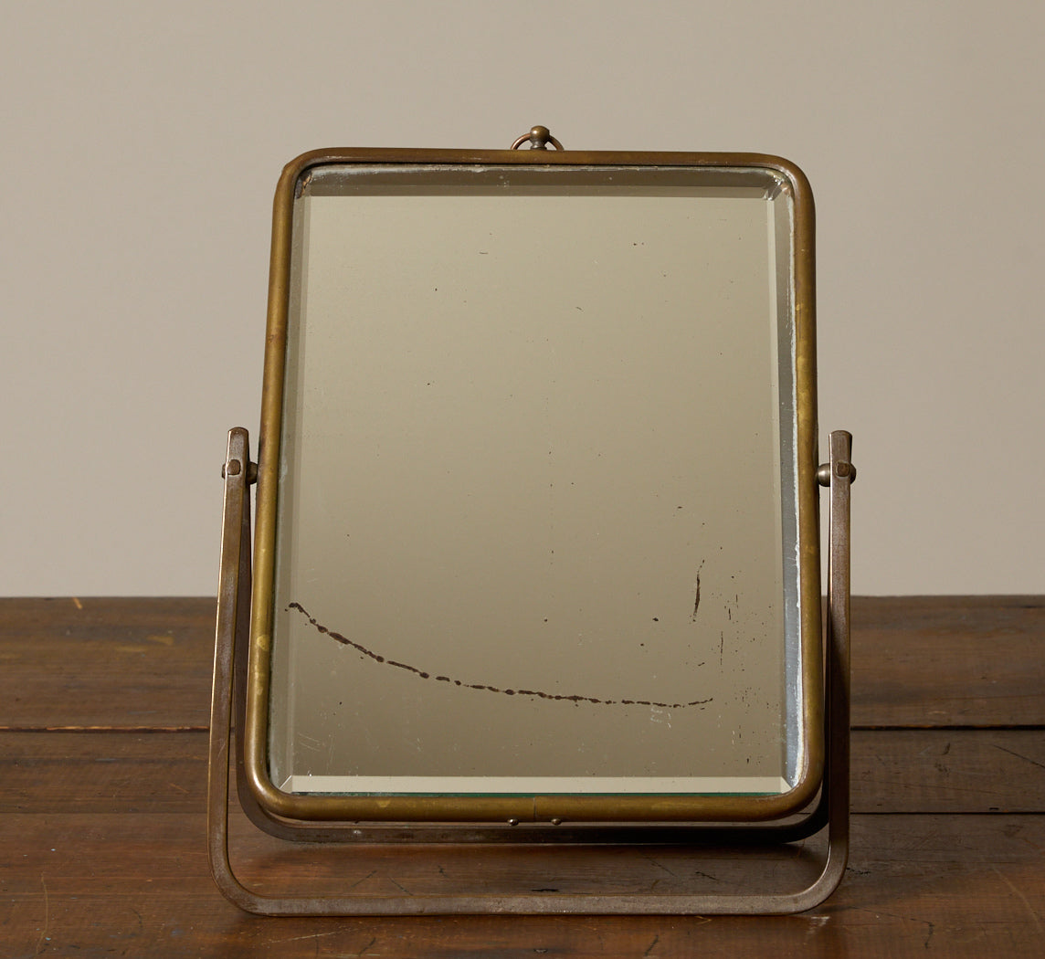 EARLY 20TH CENTURY FRENCH BRASS TABLE MIRROR