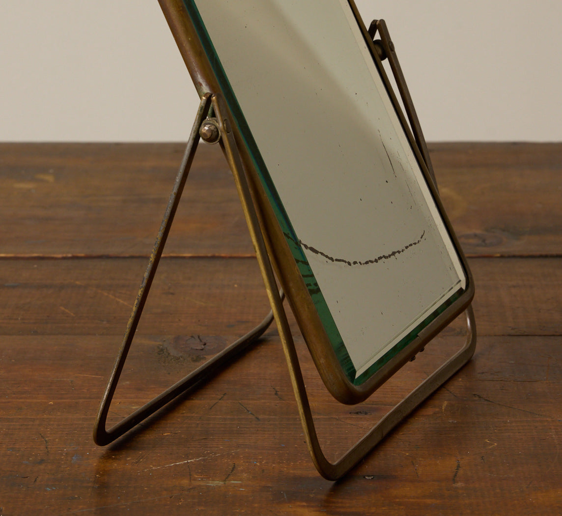 EARLY 20TH CENTURY FRENCH BRASS TABLE MIRROR