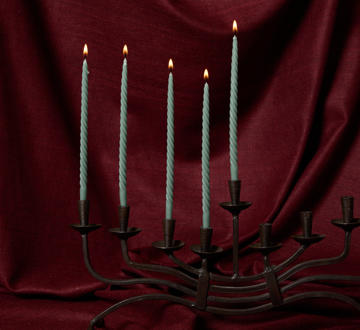 SET OF 9 PIERCE & WARD SWIRL MENORAH CANDLES BLUE