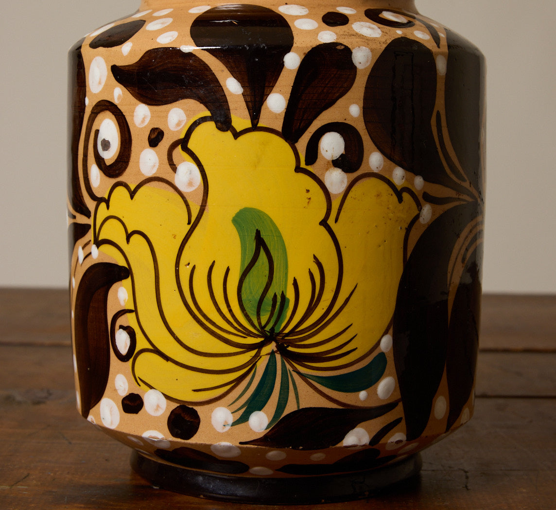 ITALIAN MAJOLICA FLORAL LIDDED JAR