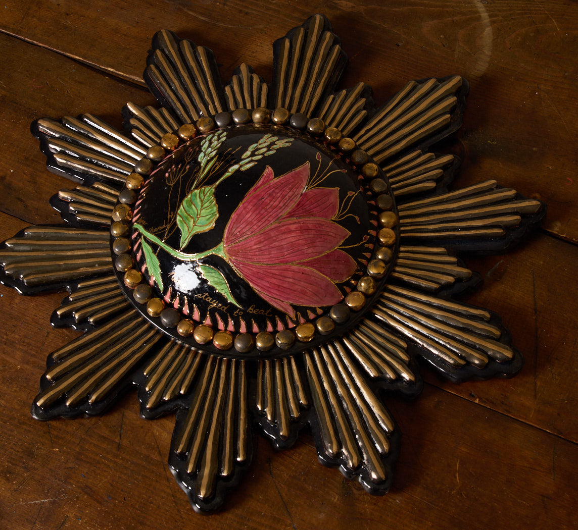 MAGIC ROSE STARBURST WALL MEDALLION BY TINA CHARAD