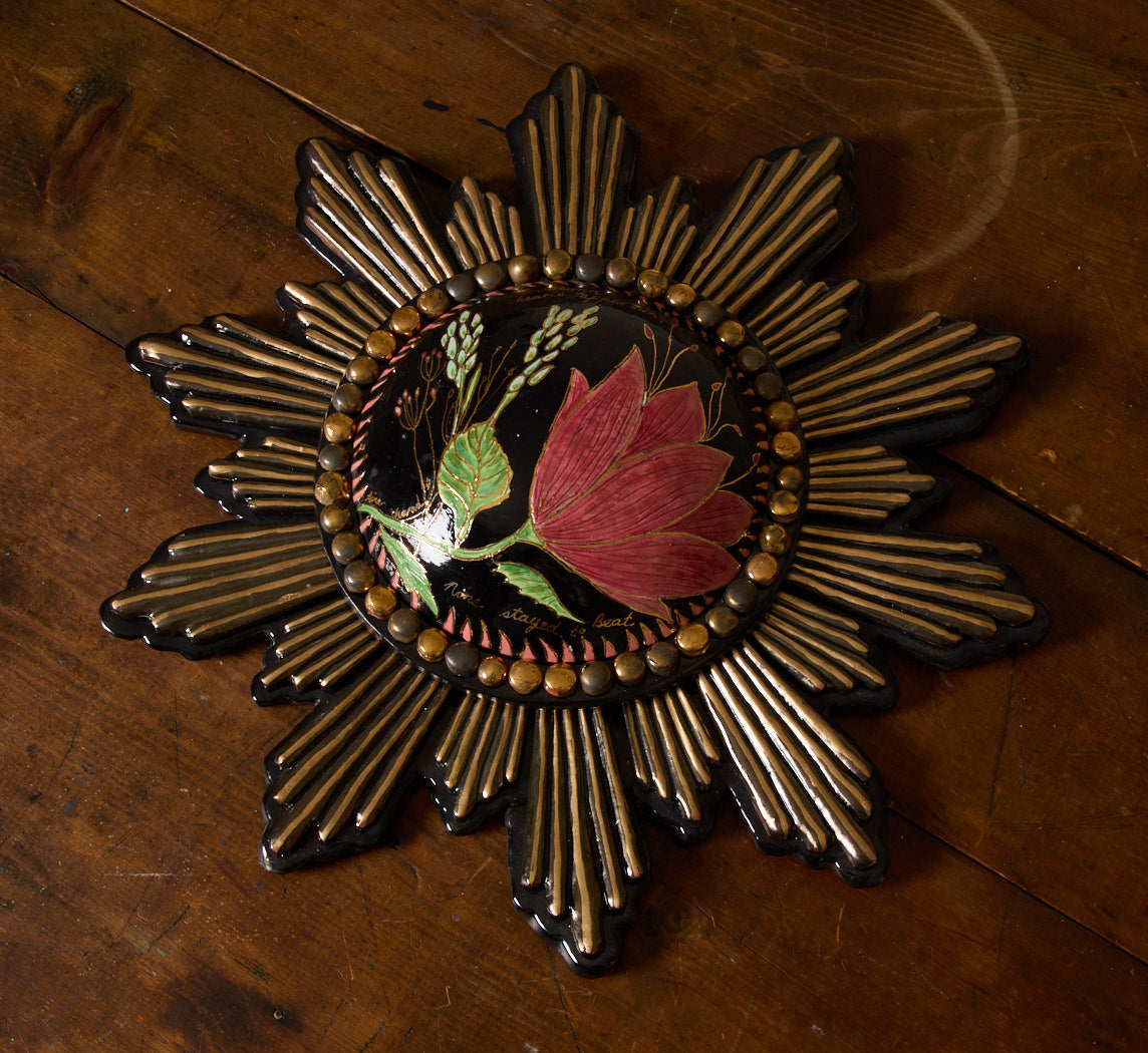 MAGIC ROSE STARBURST WALL MEDALLION BY TINA CHARAD