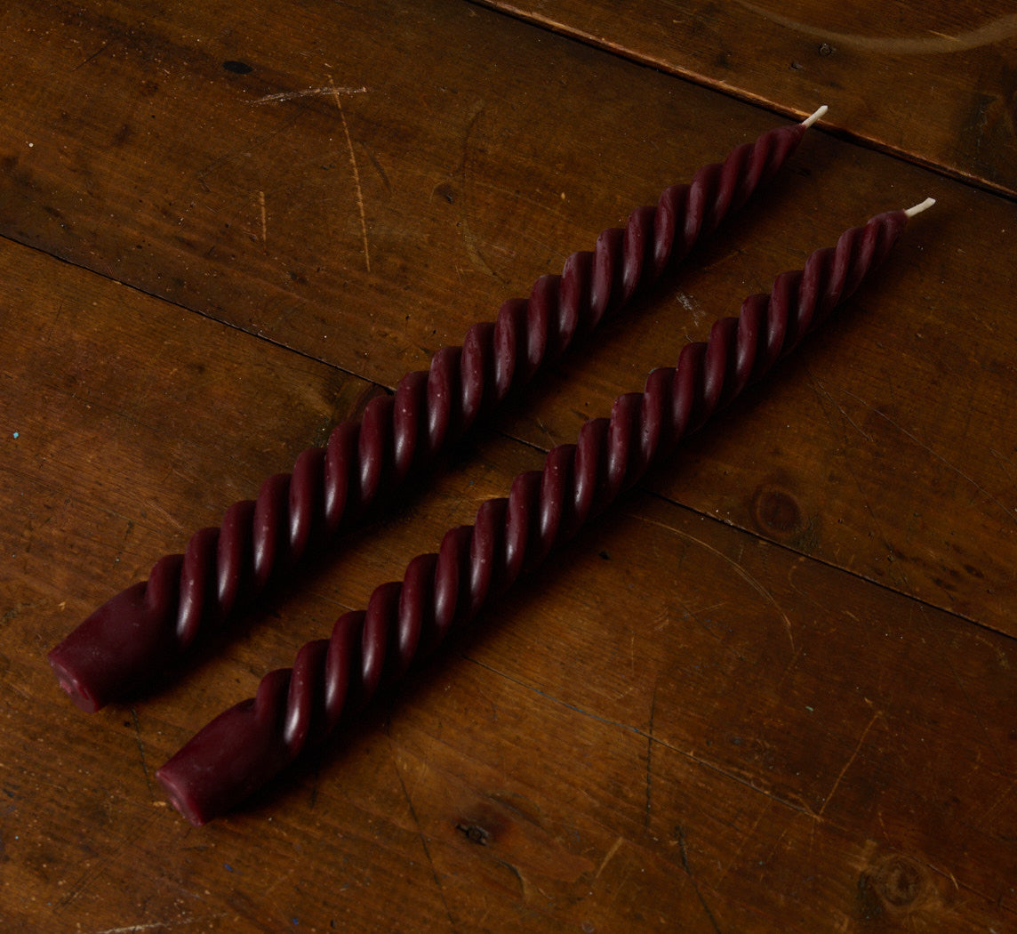 PAIR OF BEESWAX TAPER SWIVEL CANDLES