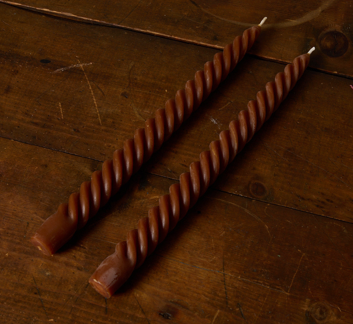 PAIR OF BEESWAX TAPER SWIVEL CANDLES