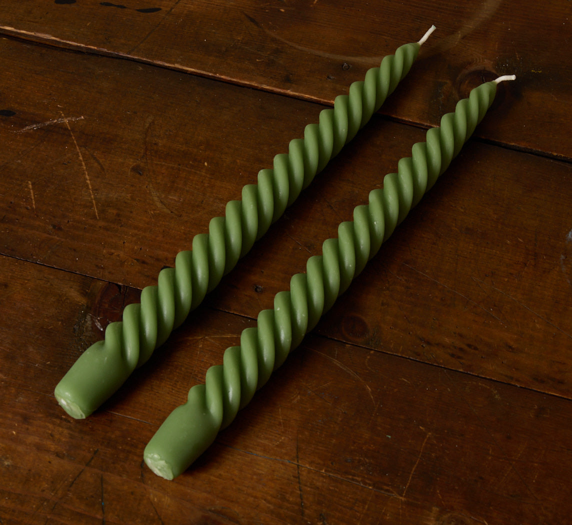 PAIR OF BEESWAX TAPER SWIVEL CANDLES