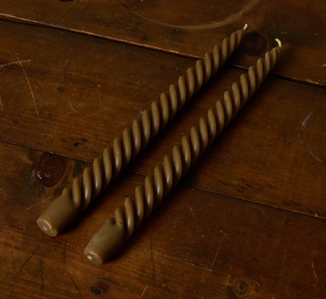 PAIR OF BEESWAX TAPER CANDLES